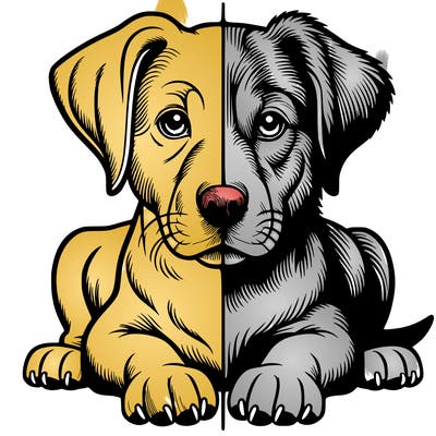 realistic dog split picture