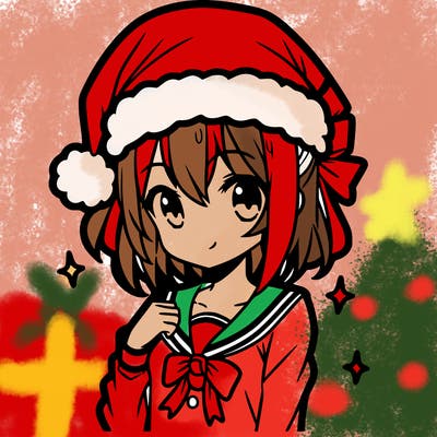 anime girl wearing a santa hat