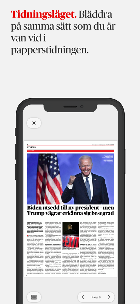 e-DN - Digital replica of a Dagens Nyheter newspaper page displayed in the e-DN app