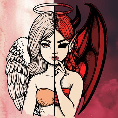 realistic angel half demon