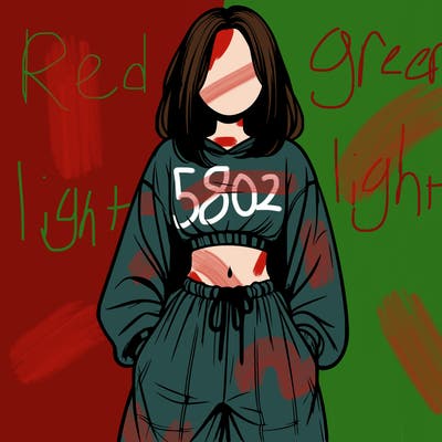 realistic girl faceless with baggy pants and a crop top