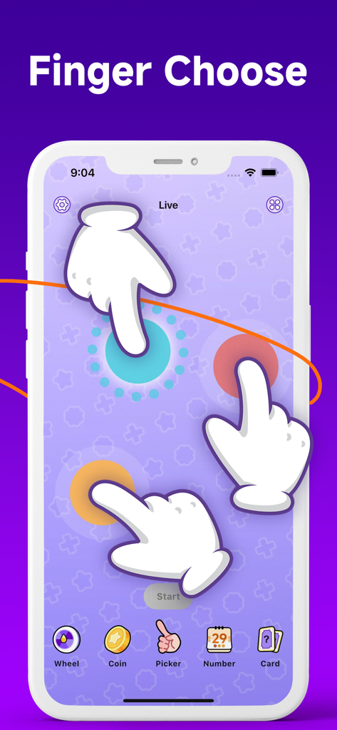 Wheel Spinner • Random Picker - Interface of the Finger Choose tool for making random group decisions