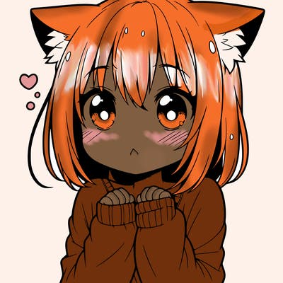 shy anime catgirl