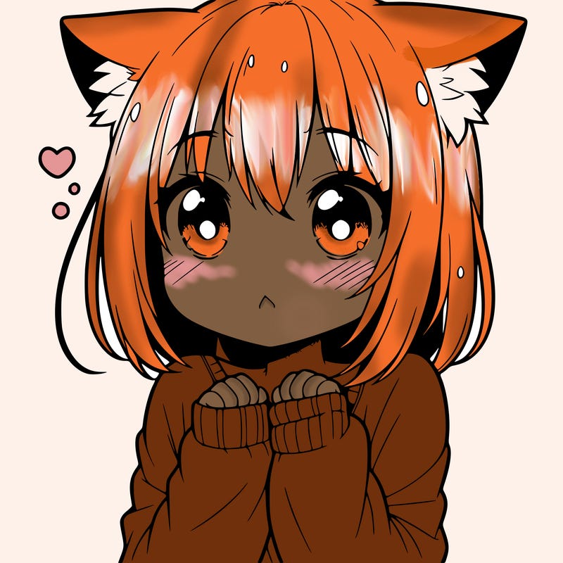 shy anime catgirl