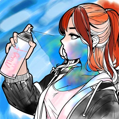 a realistic girl spray, painting