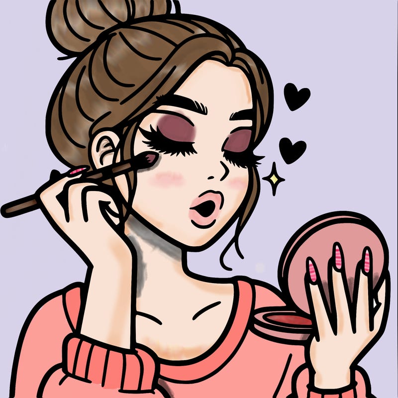 aesthetic girl doing her makeup