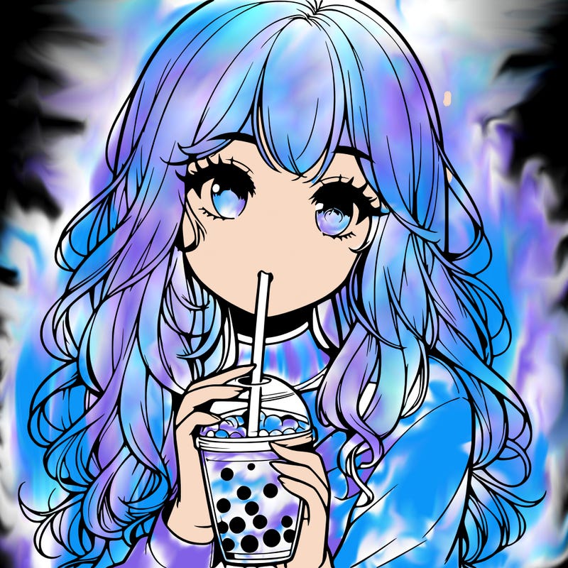 realistic girl drink a boba