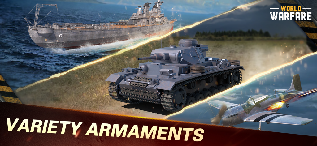 World Warfare - World Warfare strategy game showing historical WWII tanks ships and planes