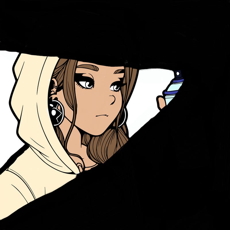 a realistic girl, spray painting