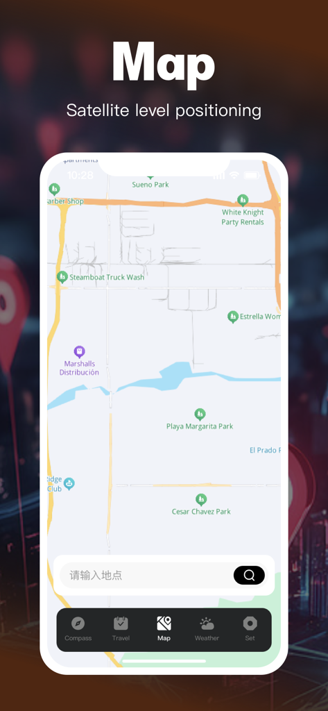 Comepass:Tracker&GPS - ナビゲーションのための衛星測位による詳細な地図を表示するComepass TrackerおよびGPSアプリのスクリーンショット