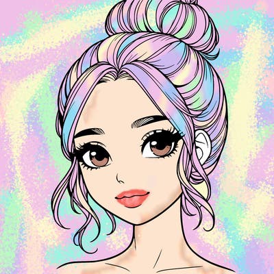 realistic pretty girl with hair in bun