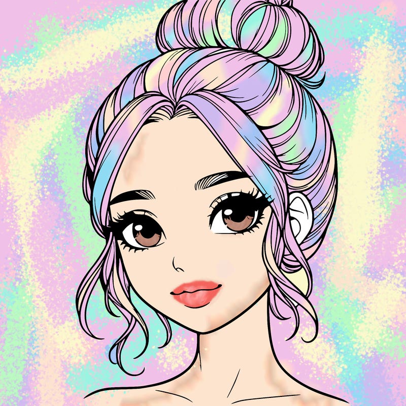 realistic pretty girl with hair in bun