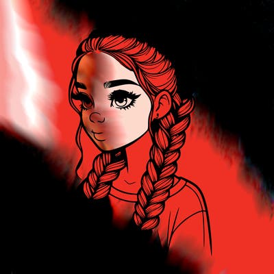 realistic girl with braids