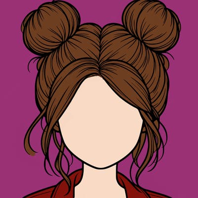 realistic girl with buns on the top of her hair
