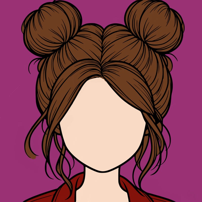 realistic girl with buns on the top of her hair