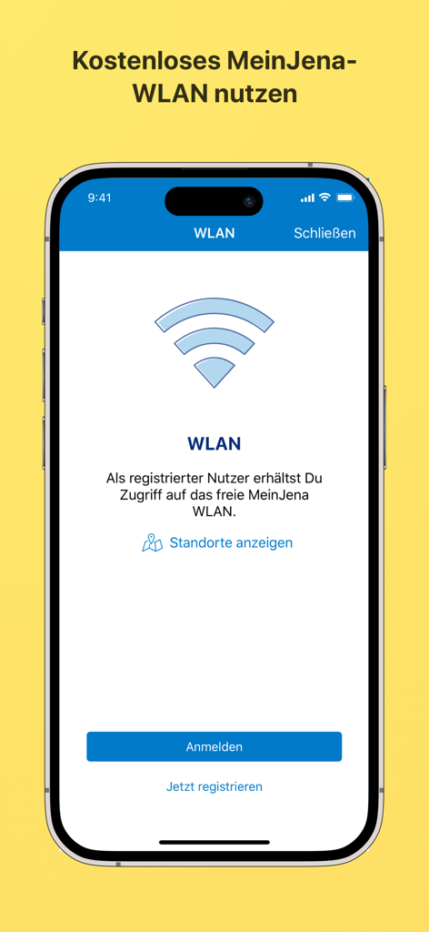 MeinJena mobile app interface for accessing free public WiFi