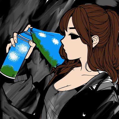 a realistic girl spray, painting