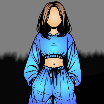 realistic girl faceless with baggy pants and a crop top