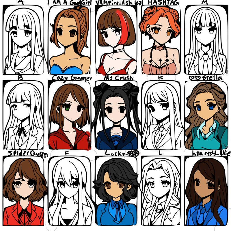 girls that look diffrent anime