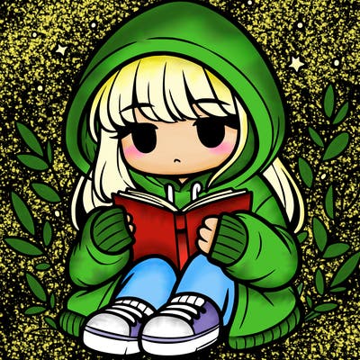 girl in oversized hoodie reading a book