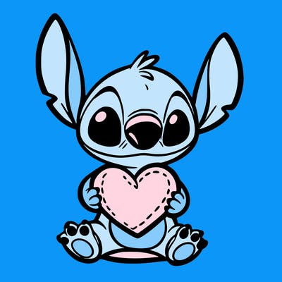 stich holding a heart