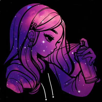 a realistic girl spray painting