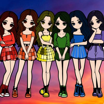 a group of girls realistic