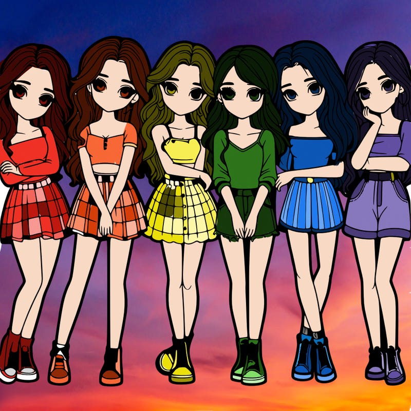 a group of girls realistic