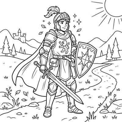 Unleash your child's imagination with this thrilling Knight Errant coloring page, perfect for young adventurers. Featuring a brave knight ready for a grand quest, it promises hours of creative fun.