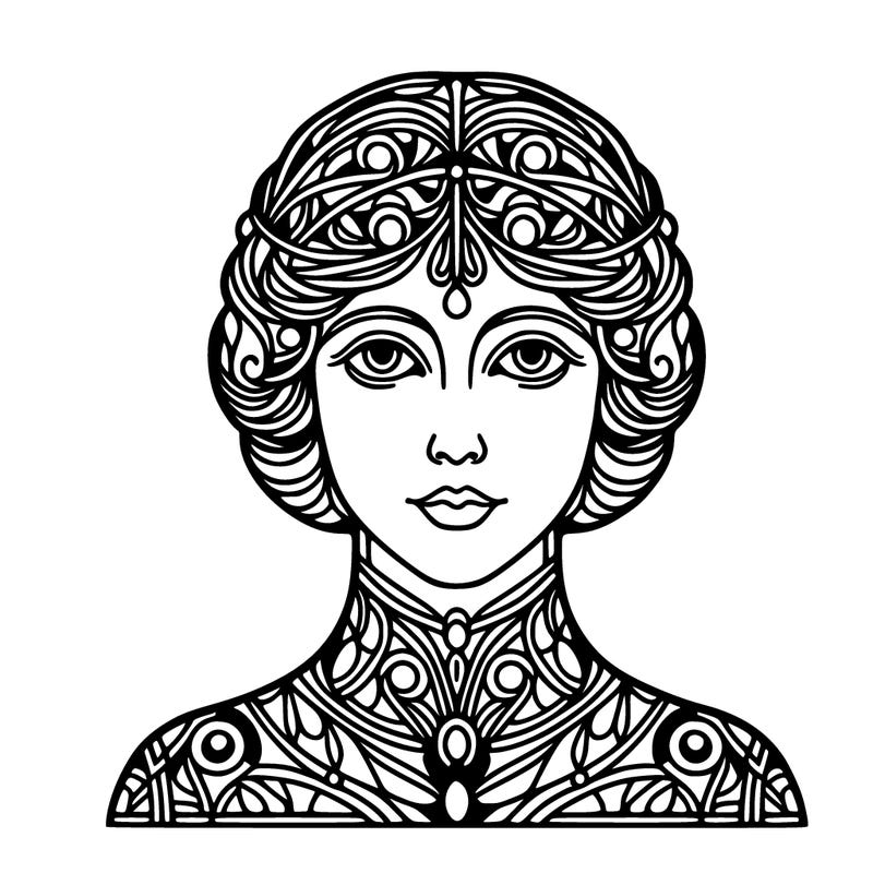 portrait of a simple woman in gustav klimt style