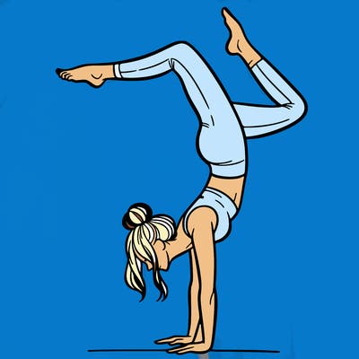 a woman doing a handstand