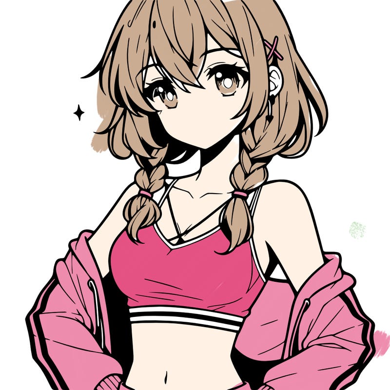 anime girl wearing crop top