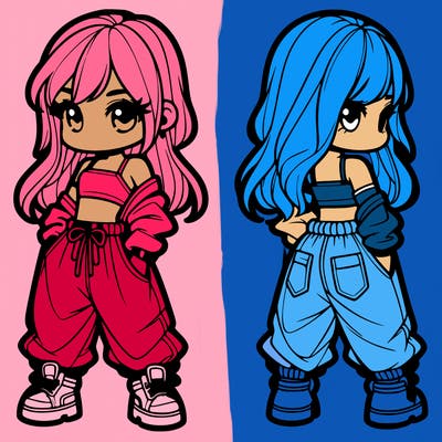 girl in crop top and baggy pants