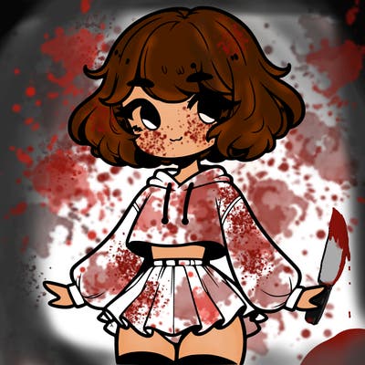 cute femboy with short, fluffy hair that softly frames their face, wearing a cropped hoodie, paired with a flouncy short skirt, and thigh-high stockings