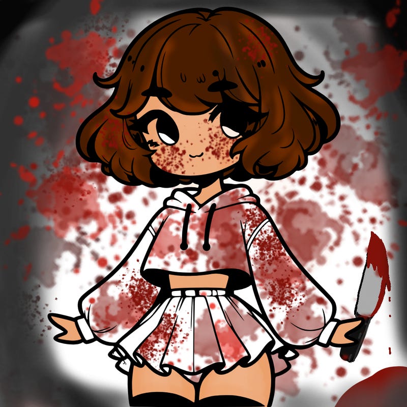 cute femboy with short, fluffy hair that softly frames their face, wearing a cropped hoodie, paired with a flouncy short skirt, and thigh-high stockings