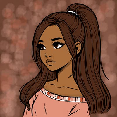 realistic girl with a high ponytail