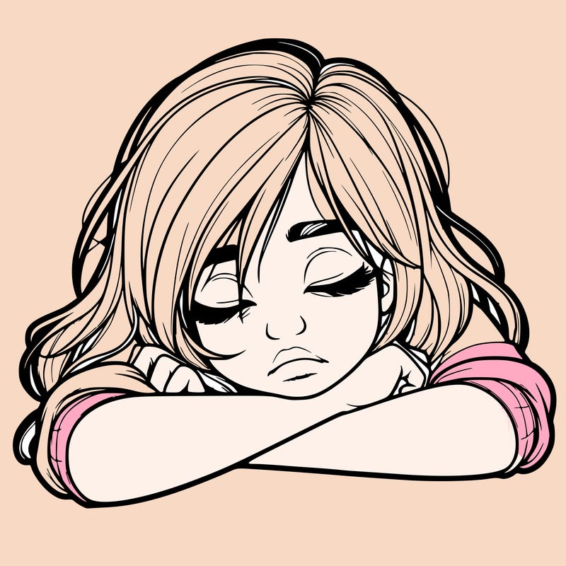 realistic tired girl