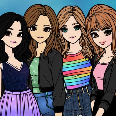 a group of girls realistic