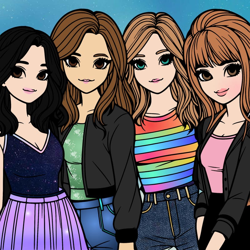 a group of girls realistic