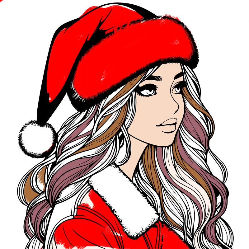 realistic girl in santa hat