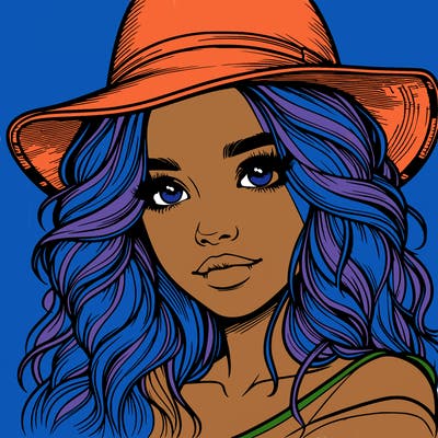 realistic girl with hat