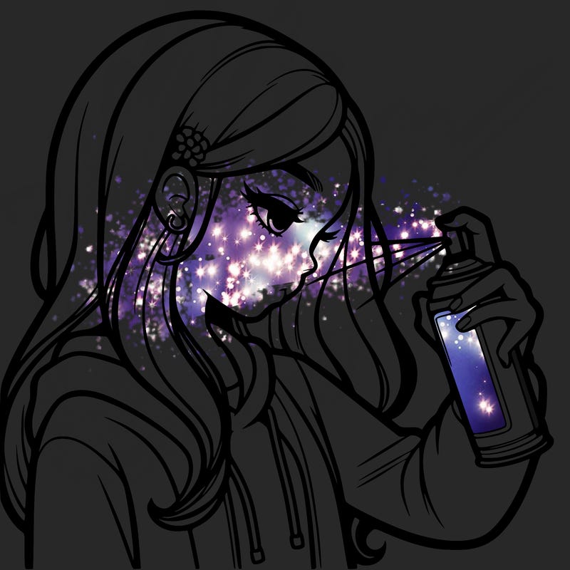 a realistic girl spray painting