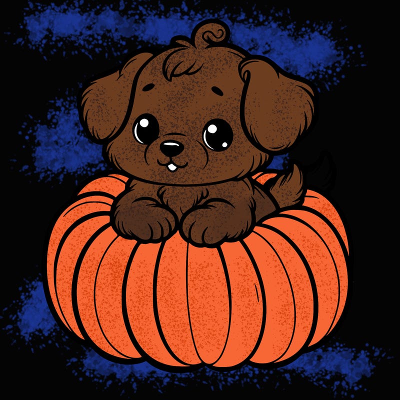 cute little puppy in a pumpkin