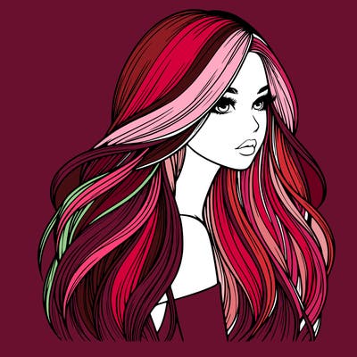 realistic girl with long realistic hair