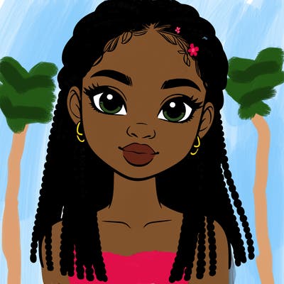 a realistic black girl with braids