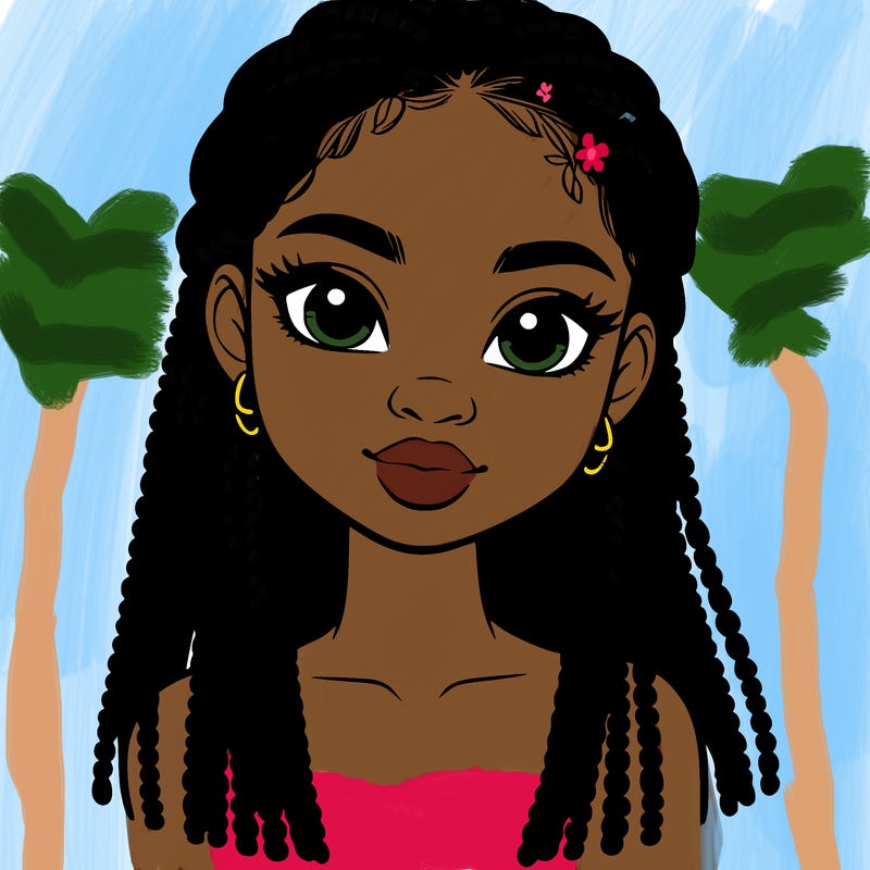 a realistic black girl with braids
