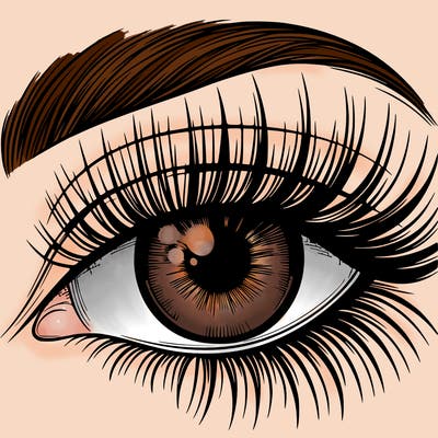 an beautiful realistic eye with long lashes