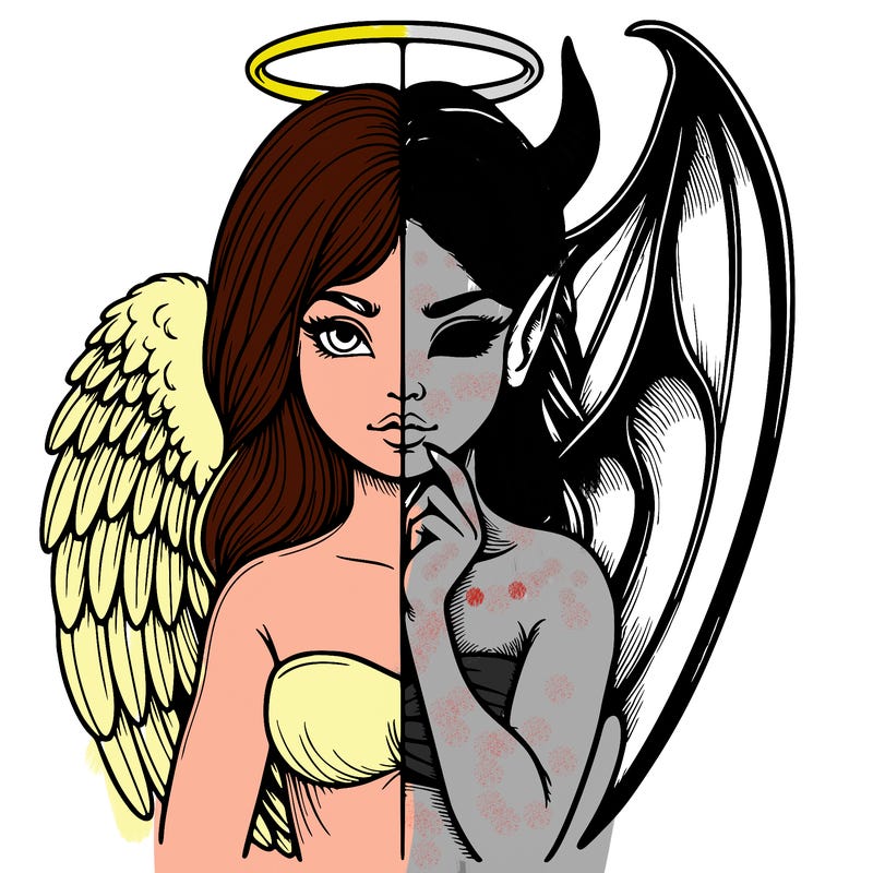 realistic angel half demon