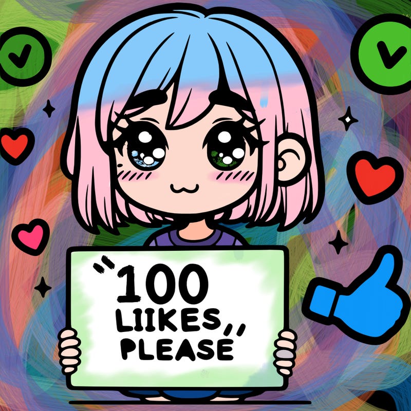 a girl with a sign saying 100 likes, please