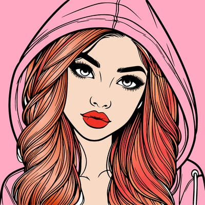 realistic beautiful girl with a hood on